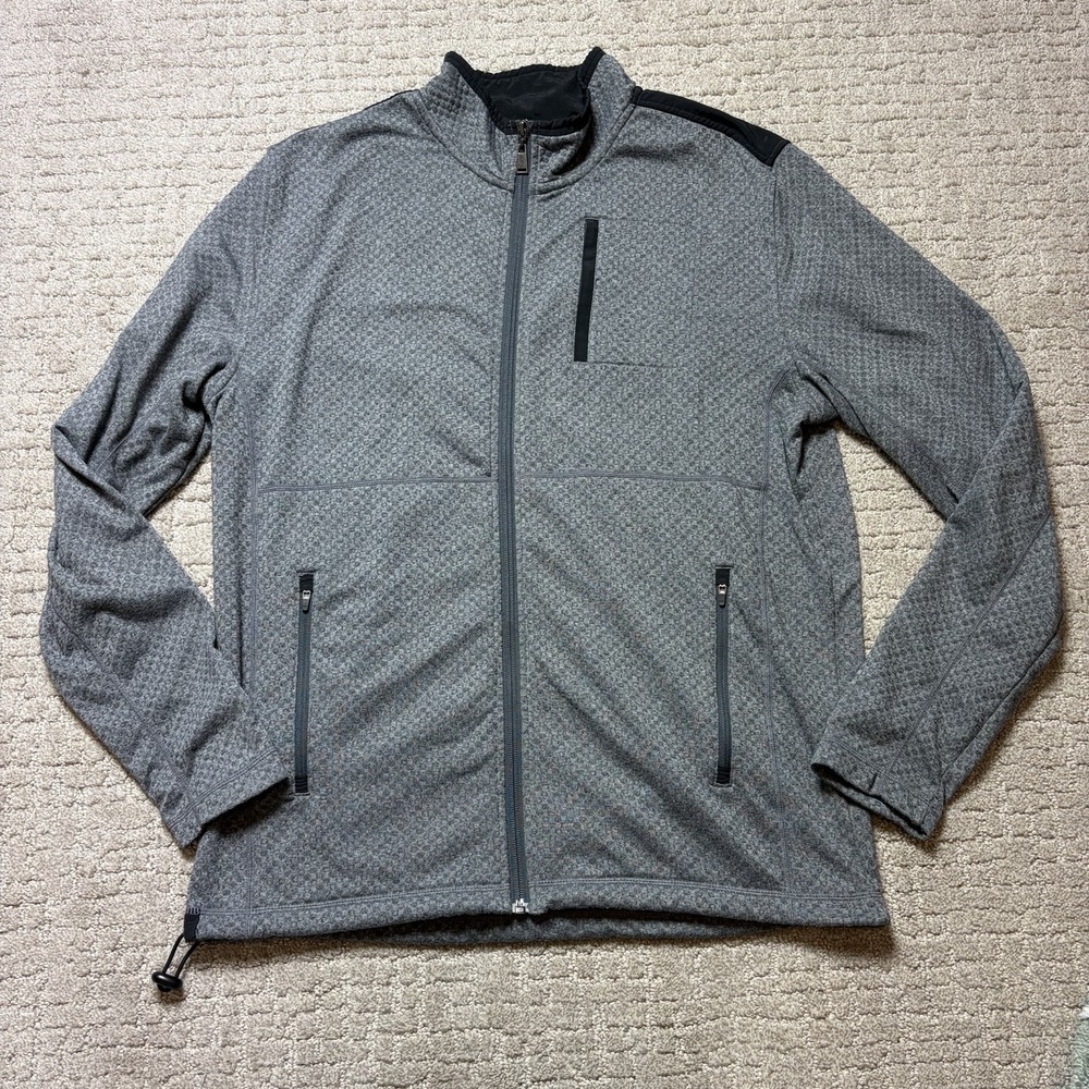 Vuori Performance Jacket Men Medium Grey Heather Wicking Full Zip Pockets Active